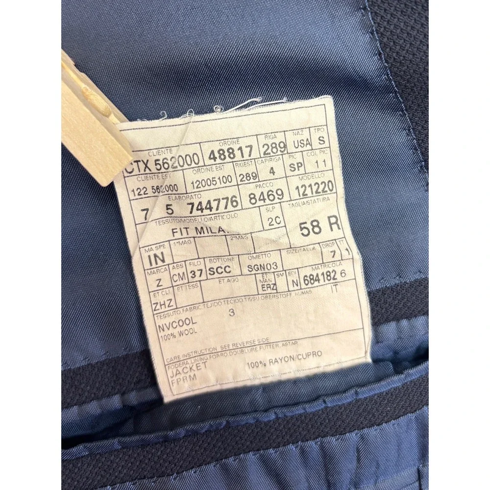 Ermenegildo Zegna 58 48R Navy Blue Cool Effect Hopsack Blazer Jacket Sport Coat